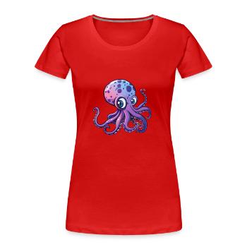 Pieuvre violette mignonne avec de grands yeux - T-shirt bio Premium Femme - rouge - Devant - Mia (176cm)