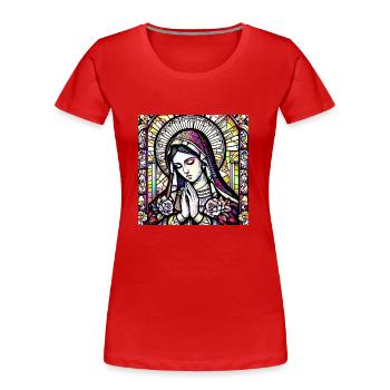 Vierge Marie Jésus Bible Religion chrétienne Madone - T-shirt bio Premium Femme - rouge - Devant - Mia (176cm)