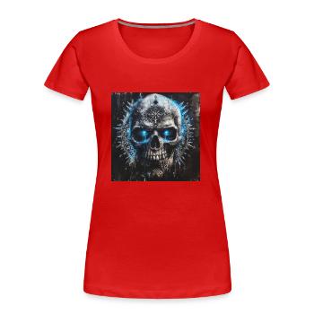 Viking Skull Vikings Skull Valhalla Vegvisir - Women's Premium Organic T-Shirt - red - Front - Mia (176cm)