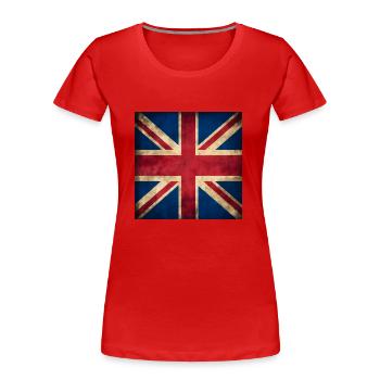United Kingdom British Flag UK Souvenir - T-shirt bio Premium Femme - rouge - Devant - Mia (176cm)