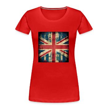 United Kingdom British Flag UK Souvenir - T-shirt bio Premium Femme - rouge - Devant - Mia (176cm)