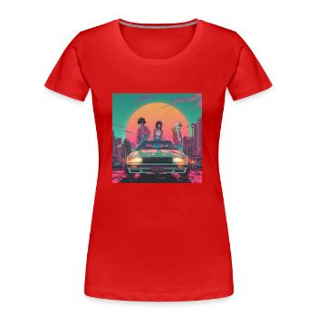 Anime Gang Des Années 80 Calmant Impression Mode De Haute Qualité - T-shirt bio Premium Femme - rouge - Devant - Mia (176cm)