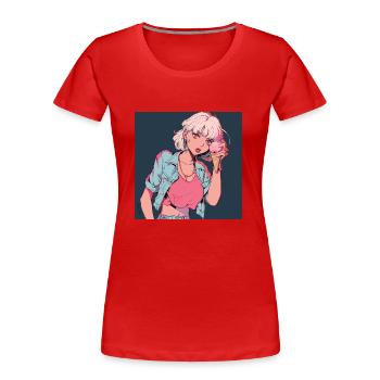des années 80 anime fille calmant impression de mode de haute qualité - T-shirt bio Premium Femme - rouge - Devant - Mia (176cm)