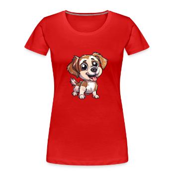 Verspielter Welpe Mit Kulleraugen - Frauen Premium Bio T-Shirt - Rot - Vorne - Mia (176cm)