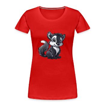 Niedlicher Skunk Mit Großen Augen - Frauen Premium Bio T-Shirt - Rot - Vorne - Mia (176cm)