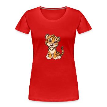 Verspieltes Tigerjunges Für Tierfreunde - Frauen Premium Bio T-Shirt - Rot - Vorne - Mia (176cm)