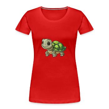 Entzückende Schildkröte Mit Großen Augen - Frauen Premium Bio T-Shirt - Rot - Vorne - Mia (176cm)