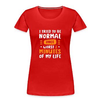 Timide, misanthrope, misanthrope, misanthrope - T-shirt bio Premium Femme - rouge - Devant - Mia (176cm)