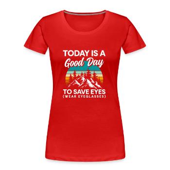 Brillen Brillenschlange Optiker Augenoptik - Frauen Premium Bio T-Shirt - Rot - Vorne - Mia (176cm)