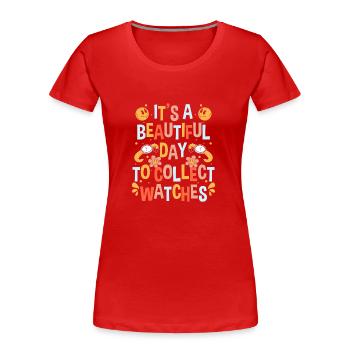 Watch Collector Watch Collection - Women's Premium Organic T-Shirt - red - Front - Mia (176cm)