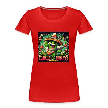 Cinco de Mayo Kaktus - Frauen Premium Bio T-Shirt - Rot - Vorne - Mia (176cm)