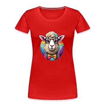 Lustiges Schaf Comic - Frauen Premium Bio T-Shirt - Rot - Vorne - Mia (176cm)