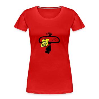 Message dans le rétroviseur - T-shirt bio Premium Femme - rouge - Devant - Mia (176cm)