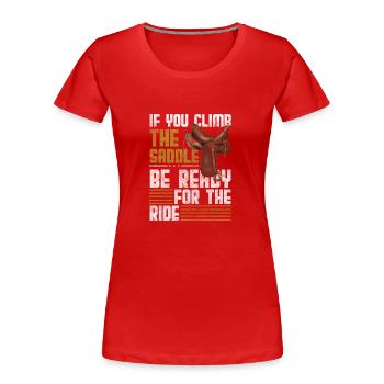 Wilder Westen Mut Wild Country - Frauen Premium Bio T-Shirt - Rot - Vorne - Mia (176cm)