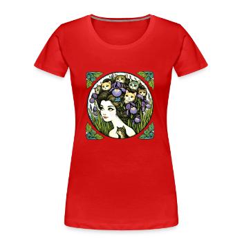 Cat Lady - Women's Premium Organic T-Shirt - red - Front - Mia (176cm)