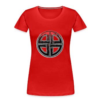 Nœud de bouclier - T-shirt bio Premium Femme - rouge - Devant - Mia (176cm)