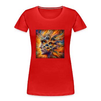 Visage vu des yeux 2 - T-shirt bio Premium Femme - rouge - Devant - Mia (176cm)