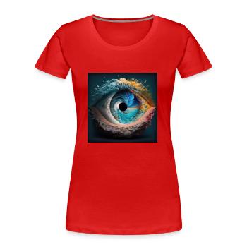 Der Blick der Erde - Frauen Premium Bio T-Shirt - Rot - Vorne - Mia (176cm)