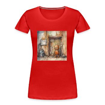 Alte rostige verlassene Roboter - Frauen Premium Bio T-Shirt - Rot - Vorne - Mia (176cm)