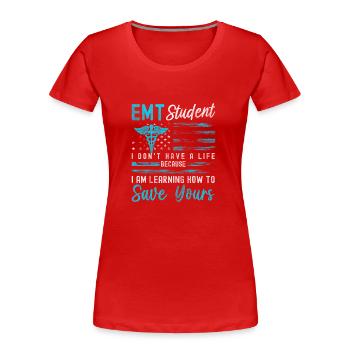 Student Uni Computer Lehrer - Frauen Premium Bio T-Shirt - Rot - Vorne - Mia (176cm)