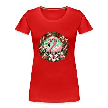 Rosa Flamingo - Frauen Premium Bio T-Shirt - Rot - Vorne - Mia (176cm)