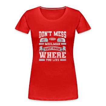 Postbote Zustellung Briefbote Bote - Frauen Premium Bio T-Shirt - Rot - Vorne - Mia (176cm)