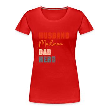 Post parcel service - Women's Premium Organic T-Shirt - red - Front - Mia (176cm)