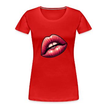Lèvres Rouges - Sensualité Intense - T-shirt bio Premium Femme - rouge - Devant - Mia (176cm)