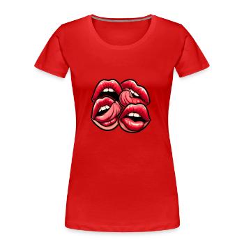 Charmanter Kuss - Sinnliche Lippen - Frauen Premium Bio T-Shirt - Rot - Vorne - Mia (176cm)