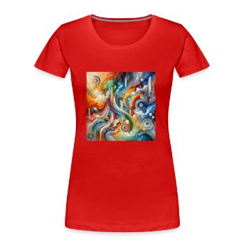 Lebhafter Fluss - Abstraktes Gemälde - Frauen Premium Bio T-Shirt - Rot - Vorne - Mia (176cm)