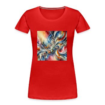 Lebendige Echos - Abstraktes Gemälde - Frauen Premium Bio T-Shirt - Rot - Vorne - Mia (176cm)