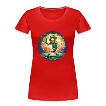 St. Patrick's Day Kleeblatt Tennis - Frauen Premium Bio T-Shirt - Rot - Vorne - Mia (176cm)