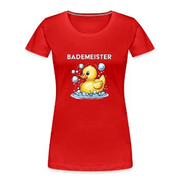 Lifeguard Swimming Duck Summer Holiday Pool - Women's Premium Organic T-Shirt - red - Front - Mia (176cm)