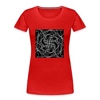 Schwarz-Weiß-Abstraktes Design - Frauen Premium Bio T-Shirt - Rot - Vorne - Mia (176cm)