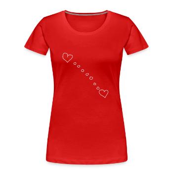 Point de cœur à deux cœurs - T-shirt bio Premium Femme - rouge - Devant - Mia (176cm)