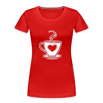 Kaffee - Frauen Premium Bio T-Shirt - Rot - Vorne - Mia (176cm)