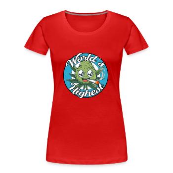 Worlds Highest - Frauen Premium Bio T-Shirt - Rot - Vorne - Mia (176cm)