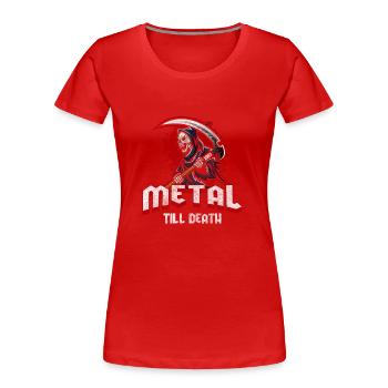Métal Noir Métal Guitare Heavy - T-shirt bio Premium Femme - rouge - Devant - Mia (176cm)