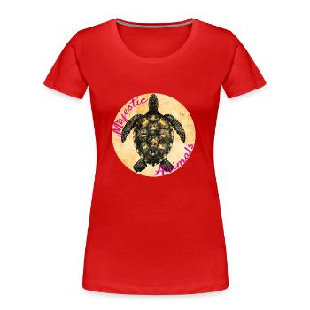 Majestic Animals: Weise Schildkröte - Frauen Premium Bio T-Shirt - Rot - Vorne - Mia (176cm)