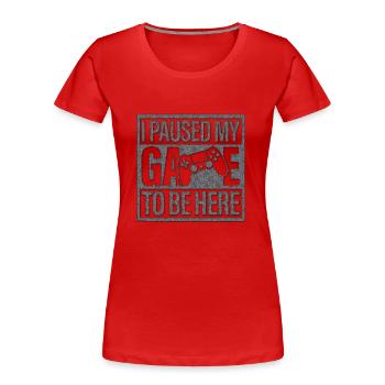 Gamer Jeu En Ligne Jeux Sur Ordinateur Arcade Neon - T-shirt bio Premium Femme - rouge - Devant - Mia (176cm)