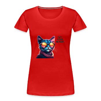 Fancy Cat - Frauen Premium Bio T-Shirt - Rot - Vorne - Mia (176cm)