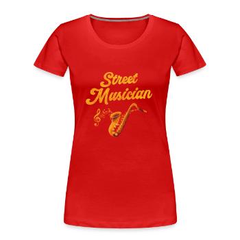 Musicien Ville Musicien Guitare - T-shirt bio Premium Femme - rouge - Devant - Mia (176cm)