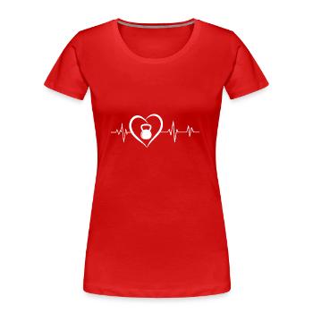 battement de cœur kettlebell - T-shirt bio Premium Femme - rouge - Devant - Mia (176cm)