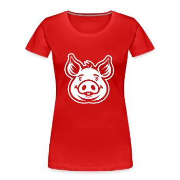 Schwein Schweinchen - Frauen Premium Bio T-Shirt - Rot - Vorne - Mia (176cm)