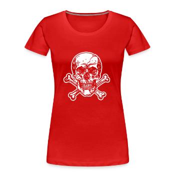 Totenkopf Pirat - Frauen Premium Bio T-Shirt - Rot - Vorne - Mia (176cm)