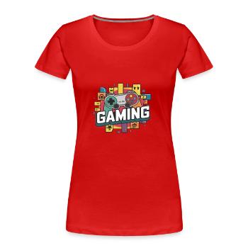 Jeux - Manettes - T-shirt bio Premium Femme - rouge - Devant - Mia (176cm)
