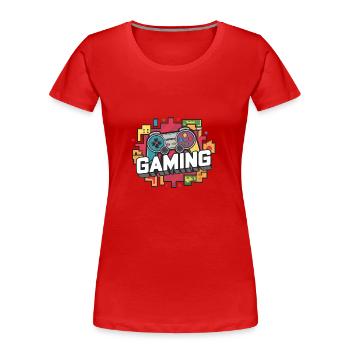 Jeux - Manettes - T-shirt bio Premium Femme - rouge - Devant - Mia (176cm)