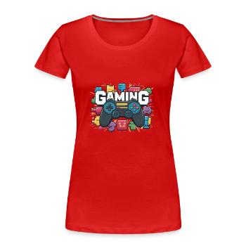 Jeux - Manettes - T-shirt bio Premium Femme - rouge - Devant - Mia (176cm)