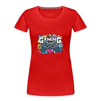 Jeux - Manettes - T-shirt bio Premium Femme - rouge - Devant - Mia (176cm)