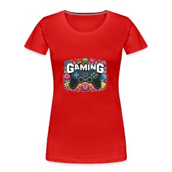 Jeux - Manettes - T-shirt bio Premium Femme - rouge - Devant - Mia (176cm)
